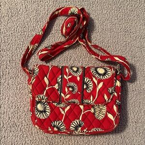 Vera Bradley Red Floral Quilted Crossbody Bag
